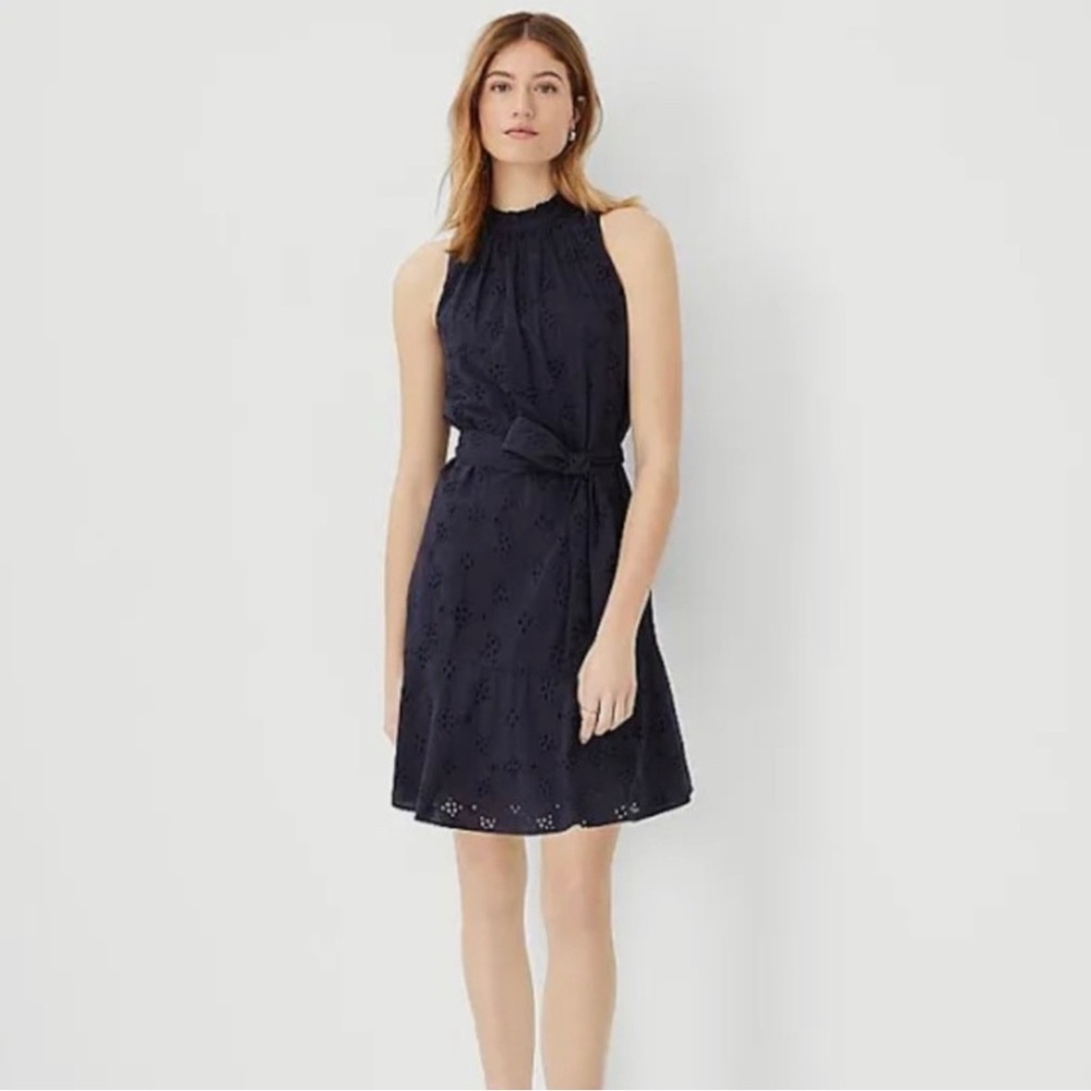 Ann Taylor Navy Eyelet Dress NWT!